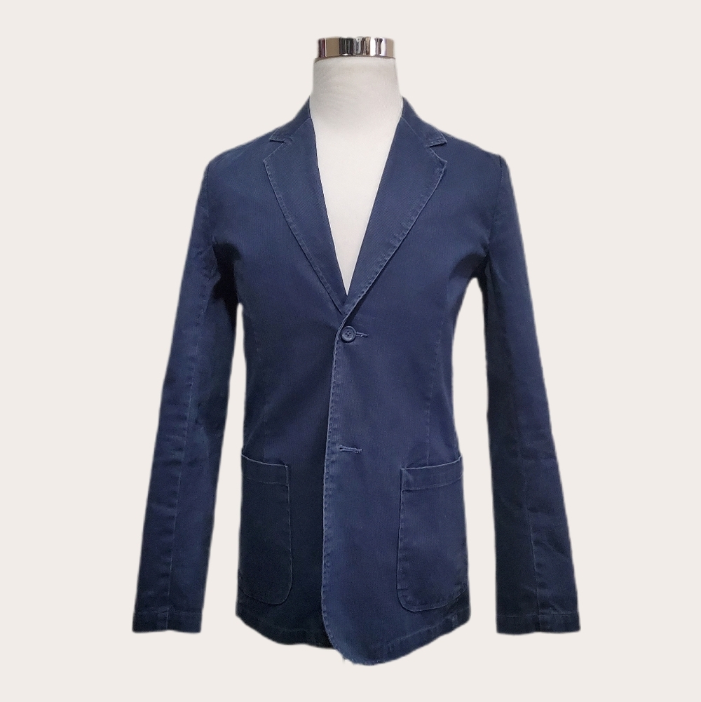 Chor Navy Cotton Twill Sport Coat Blazer